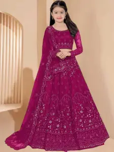 F Plus Fashion Girls Net Semi-Stitched Lehenga Choli