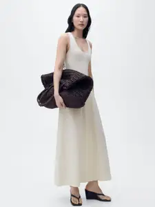 MANGO Ribbed Fit & Flare Midi Dress