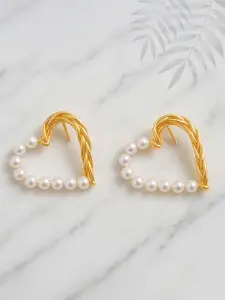 Adwitiya Collection Gold-Plated Heart Shaped Studs