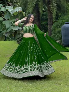 F Plus Fashion Girls Black Net Semi-Stitched Lehenga Choli