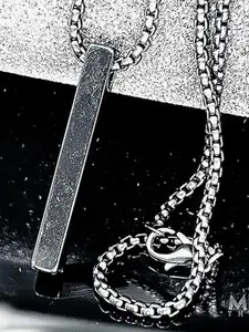 Iga collection Fashionable Vertical Gold Bar Pendant Necklace Chain Titanium Plated Copper Chain Set