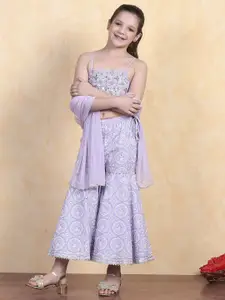 Biba Girls Printed Shoulder Straps Pure Cotton Top With Palazzos & Dupatta