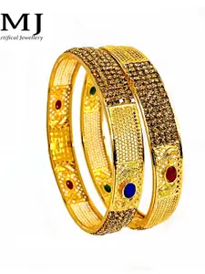 DMJ Gold Brass Gold-Plated Bangle