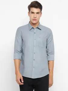 Allen Cooper Men Solid Spread Collar Cotton Casual Shirt