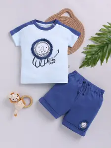 Moms Love Infant Boys Cotton Embroidered T-shirt with Shorts