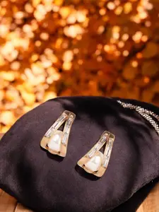 ANIKAS CREATION Gold-Plated Pearls Beaded Contemporary Studs