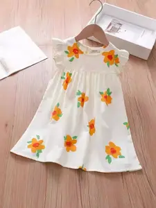 INCLUD Floral Print Flutter Sleeve A-Line Dress