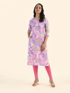HAY Floral Printed Keyhole Neck Straight Kurta