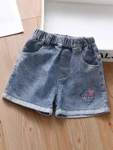 INCLUD Girls Self Design Embroidered Technology Shorts