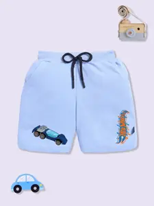 YK X Minute Mirth Boys Printed Hot Wheels Cotton Shorts