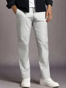 Louis Philippe Sport Men Solid Slim Fit Mid-Rise Trousers