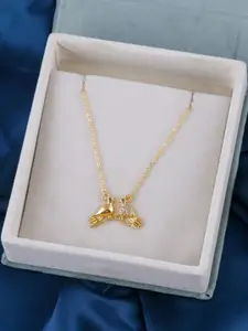 DressBerry Gold-Plated Artificial Stones Studded Minimal Design Chain And Pendant