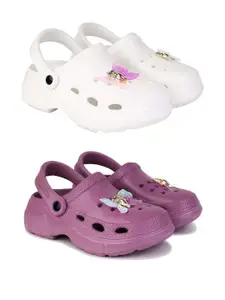 DRACKFOOT Women Pack Of 2 Self Design Clogs Flip Flops