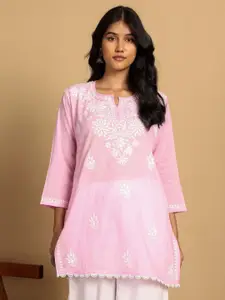 Chowkhat Ethnic Motifs Embroidered Chikankari Pure Cotton Kurti