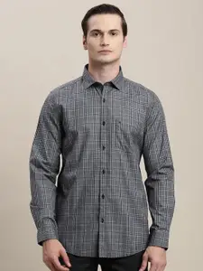 Turtle Men Relaxed Slim Fit Grid Tattersall Checked Spread Collar Cotton Casual Shirt