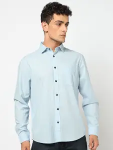Blue Buddha Men Tailored Fit Solid Spread Collar Cotton Casual Shirt
