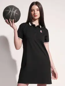 Tokyo Talkies Women Solid Shirt Collar T-shirt Mini Dress