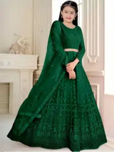 F Plus Fashion Girls Black Net Semi-Stitched Lehenga Choli