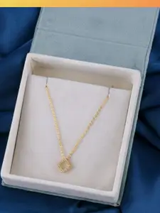 DressBerry Gold-Plated Artificial Stones Studded Minimal Design Chain And Pendant