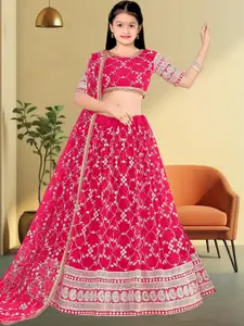 F Plus Fashion Girls Net Semi-Stitched Lehenga Choli