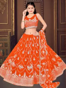 F Plus Fashion Girls Embroidered Semi-Stitched Lehenga & Unstitched Blouse With Dupatta