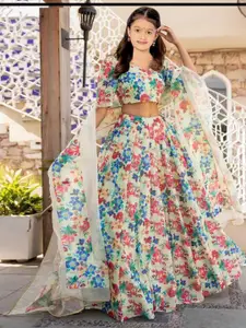 F Plus Fashion Girls Black Net Semi-Stitched Lehenga Choli