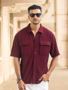 Powerlook Men Oversized Fit Micro Checks Spread Collar Cotton Casual Shirt