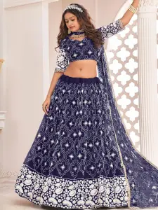 F Plus Fashion Girls Pink Net Semi-Stitched Lehenga Choli