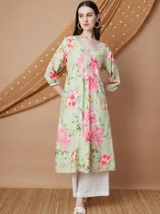 Melange by Lifestyle Floral Printed V-Neck Straight Kurta