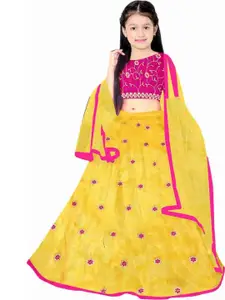 F Plus Fashion Girls Blue Net Semi-Stitched Lehenga Choli