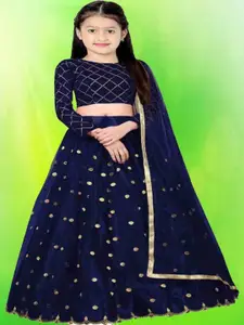 F Plus Fashion Girls Red Net Semi-Stitched Lehenga Choli