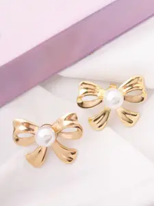 VOGUE PANASH Stainless Steel 18K Gold-Plated Pearls Beaded Contemporary Studs