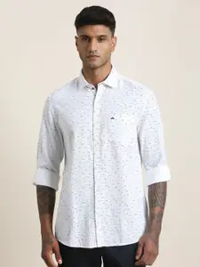 Turtle Men Relaxed Slim Fit Micro Ditsy Printed Spread Collar Cotton Casual Shirt