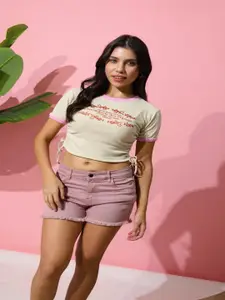 Sonic fashion Women Typography Print Crop Top