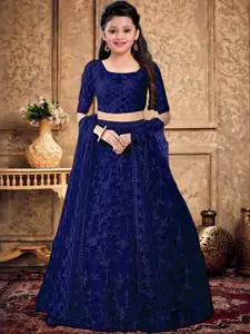 F Plus Fashion Girls Yellow Net Semi-Stitched Lehenga Choli