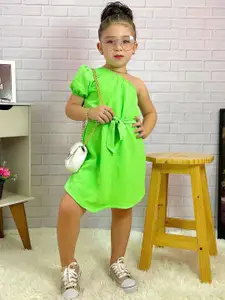 INCLUD Girls One Shoulder Puff Sleeve Sheath Dress