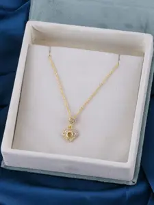 DressBerry Gold Plated Artificial Stone Studded Minimal Chain With Pendant