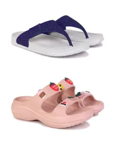 DRACKFOOT Women Pack Of 2 Flip Flops