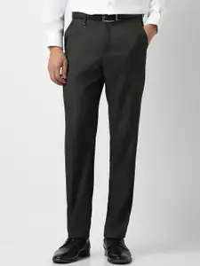 Van Heusen Men Self Design Mid-Rise Regular Fit Trousers