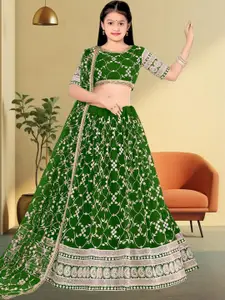 F Plus Fashion Girls Pink Net Semi-Stitched Lehenga Choli