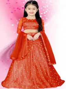 F Plus Fashion Girls Net Semi-Stitched Lehenga Choli