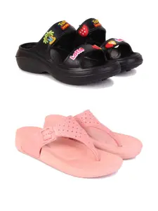 DRACKFOOT Women Pack Of 2 Self Design Sliders