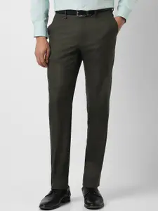 Van Heusen Men Checked Slim Fit Formal Trousers