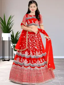 F Plus Fashion Girls Net Semi-Stitched Lehenga Choli