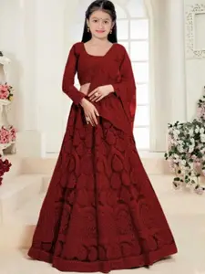 F Plus Fashion Girls Blue Net Semi-Stitched Lehenga Choli