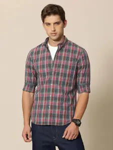 Mr Bowerbird Men Premium Fit Tartan Checked Button-Down Collar Cotton Casual Shirt
