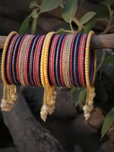 RIJOLI Pink Alloy Gold-Plated Bangle