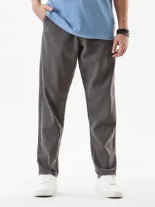 Snitch Men Charcoal Grey Mid-Rise Baggy Jeans