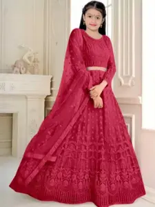 F Plus Fashion Girls Black Net Semi-Stitched Lehenga Choli