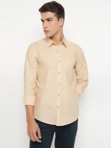 Allen Cooper Men Solid Spread Collar Cotton Casual Shirt